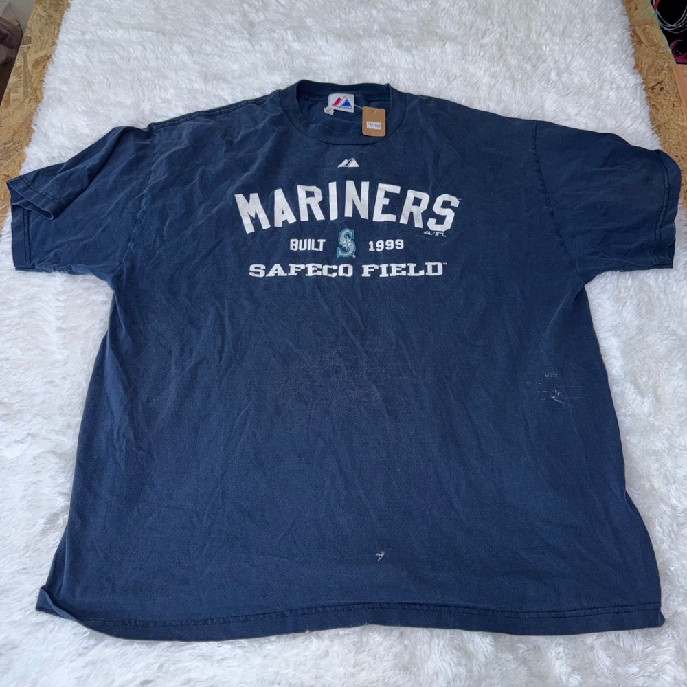Majestic Seattle Mariners Built 1999 Safeco Field T Shirt Mens 2XL Blue